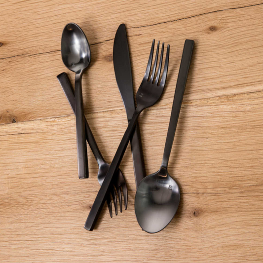 Fortessa Arezzo Brushed Black Flatware Set