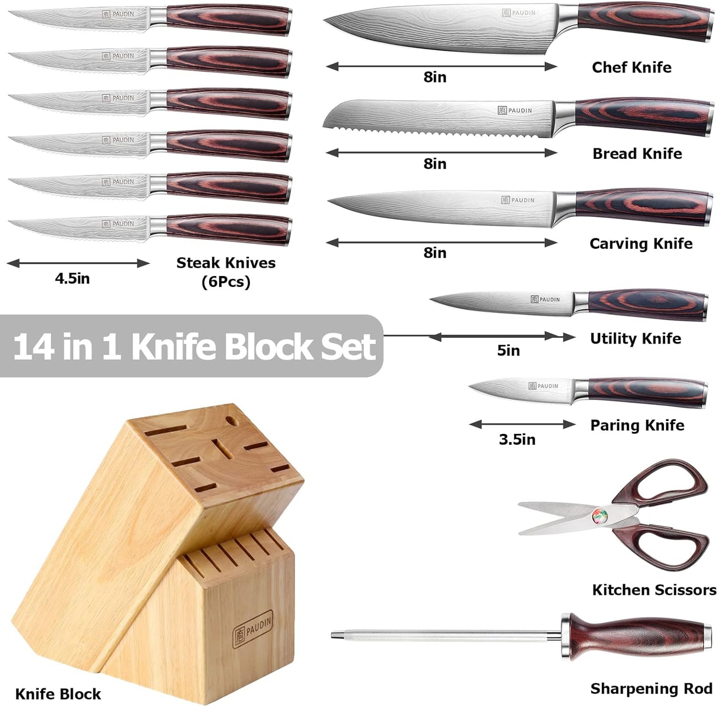 Paudin Kitchen Pro Knife Set