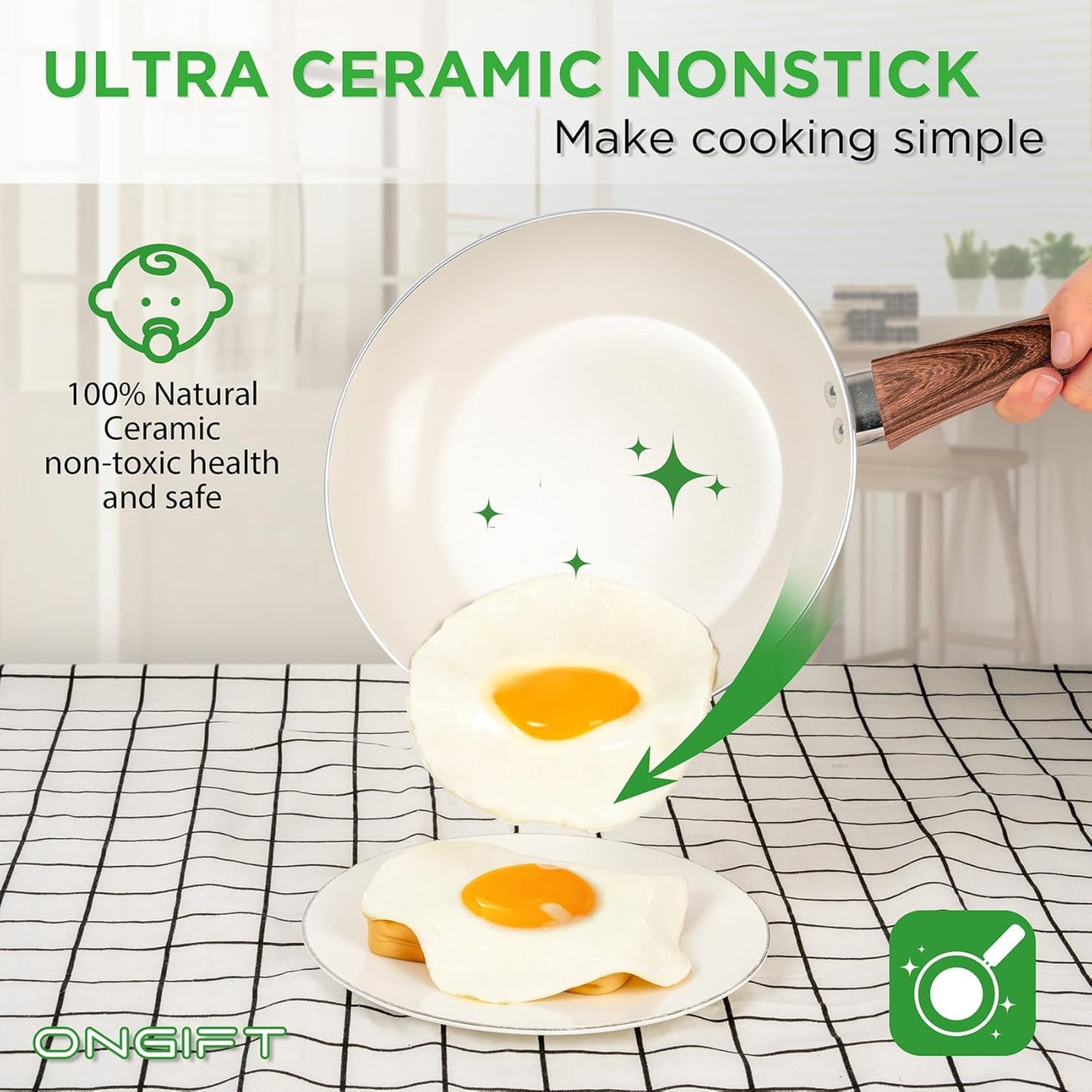 Ongift Ceramic Pots and Pans Cookware Set