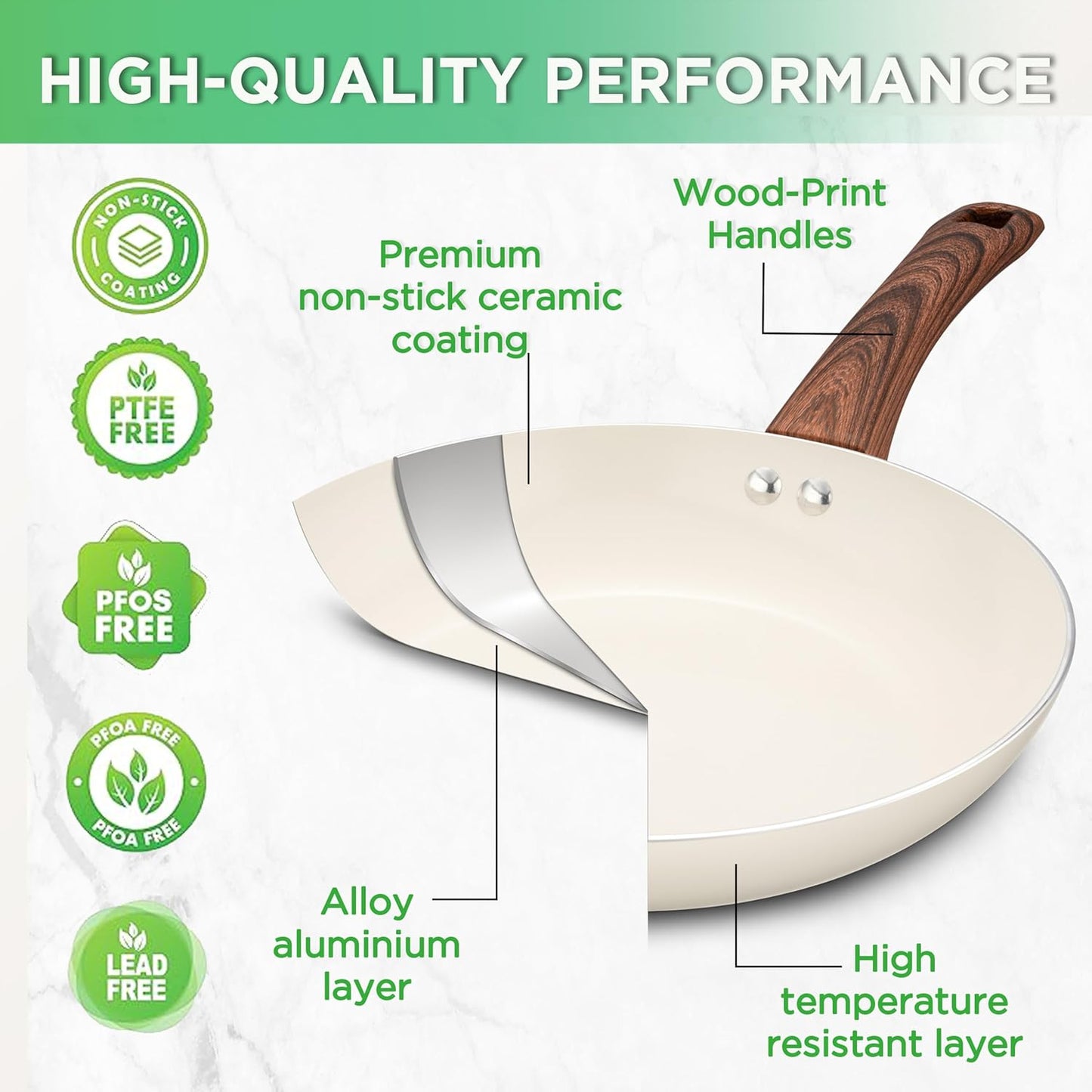 Ongift Ceramic Pots and Pans Cookware Set