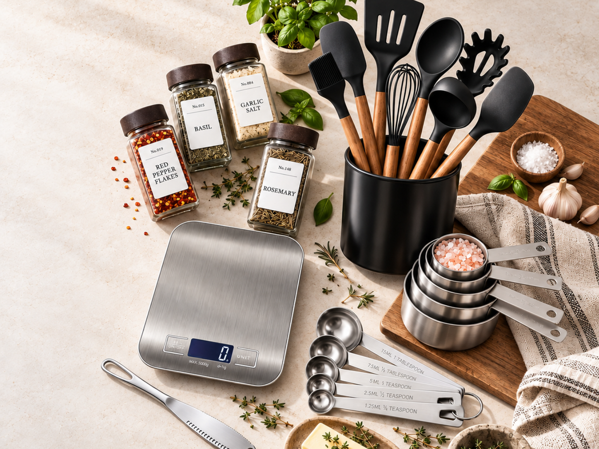 EssentialKitch products arranged in a clean kitchen