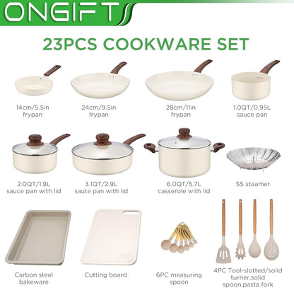 Ongift Ceramic Pots and Pans Cookware Set
